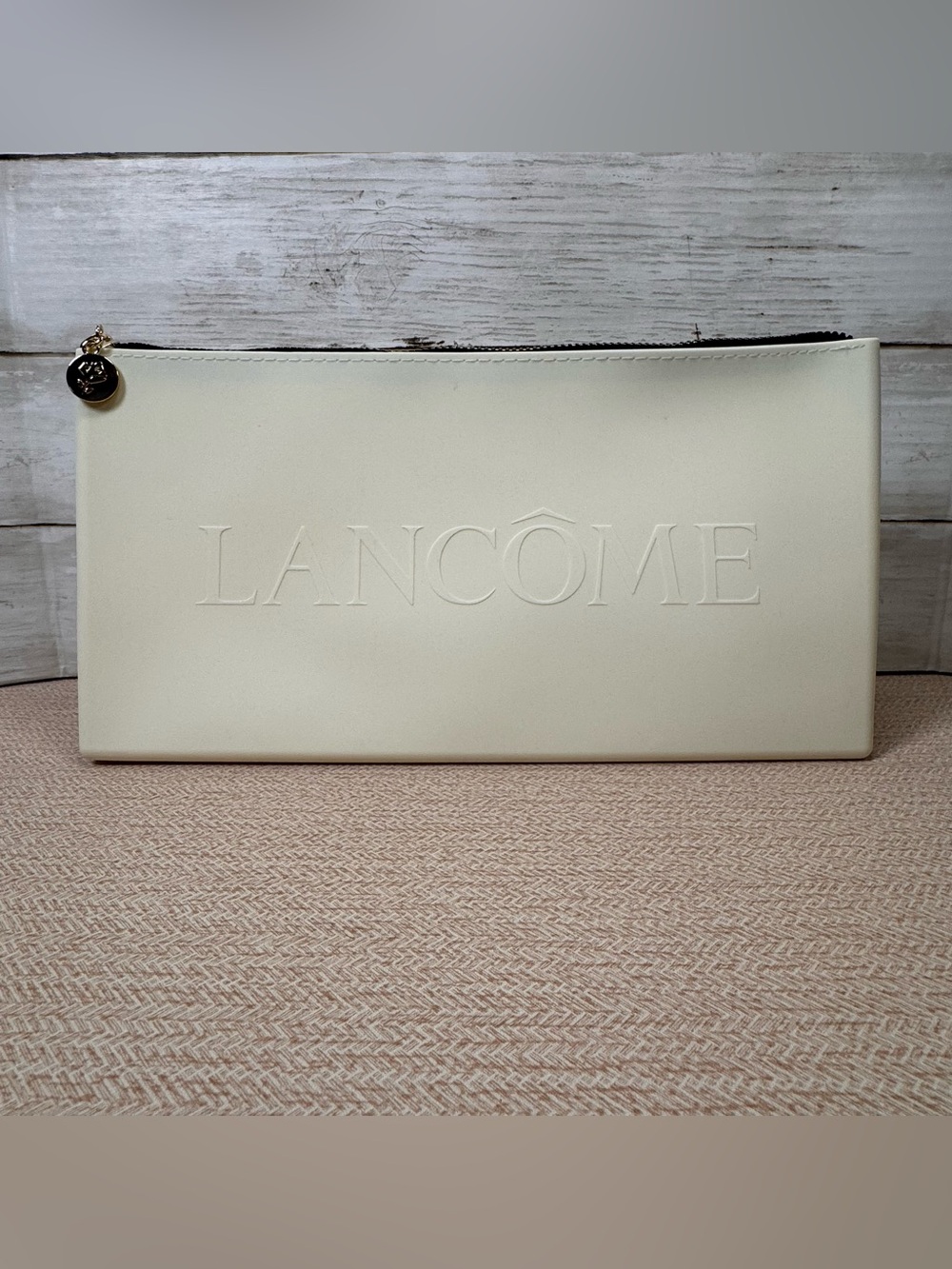Lancôme | White Silicone Cosmetic Bag | Zipper Pouch | Makeup Travel Case